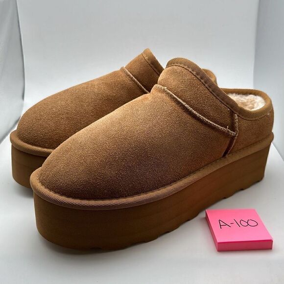 CUSHIONAIRE Women's Genuine Suede Cozy Mule Platform +Memory Foam 8.5 CHESTNUT - Picture 3 of 7